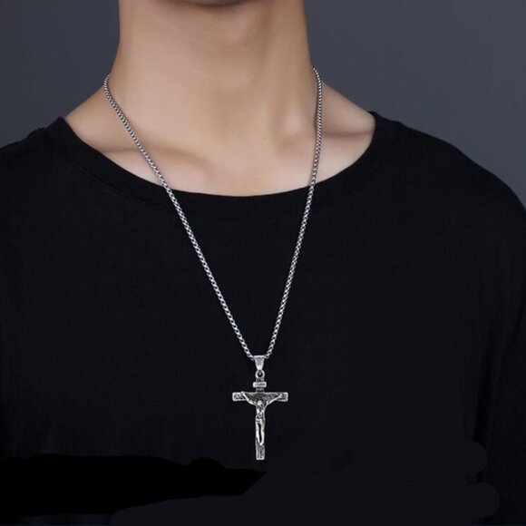 "Classic Jesus Christian cross pendant necklace for women/men, N90201P201 - Picture 3 of 6